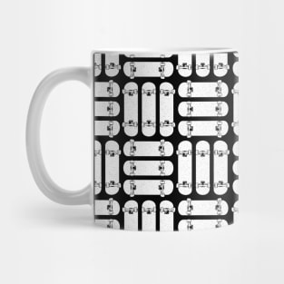 Skateboard Rows Pattern Black and White Mug